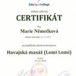 Certifikát Havajská masáž (Lomi Lomi) | MasazeStudioPraha.cz