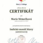 Certifikát Indická antistresová masáž hlavy | MasazeStudioPraha.cz