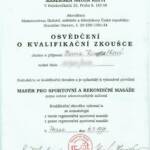 Certifikát Masér pro Sportovní a Rekondiční masáže | MasazeStudioPraha.cz