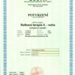 Certifikát Reflexní terapie II. - noha | MasazeStudioPraha.cz
