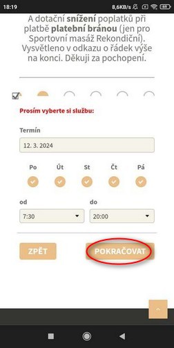 Krok 2- Vybrat Den a Čas