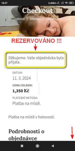 Krok 5- Úspěšně objednáno a rezervováno